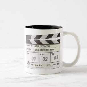 Café Em Dois Tons Caneca Customisable de Clapperboard