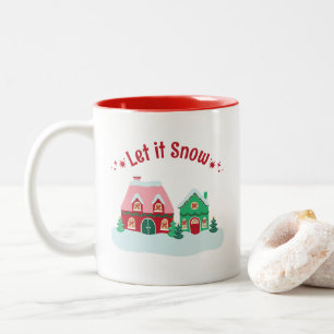 Café Em Dois Tons Caneca da Aldeia de Natal Deixe Nevar