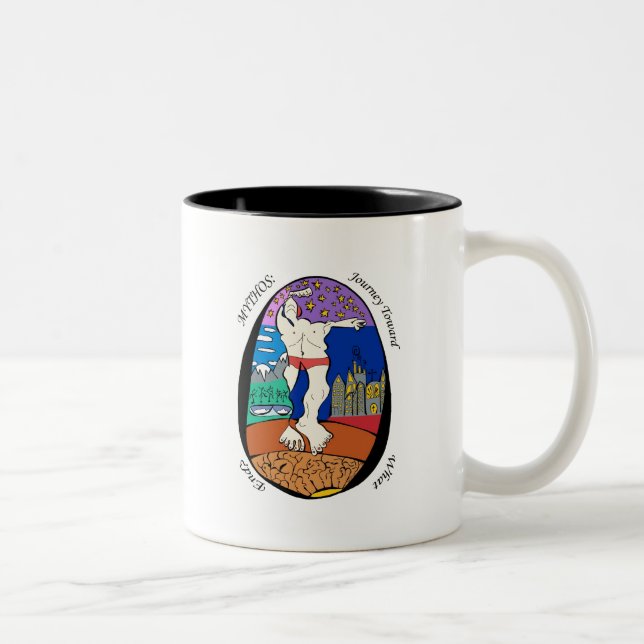 Café Em Dois Tons Caneca da arte de Mythos pela faixa clara (Direita)