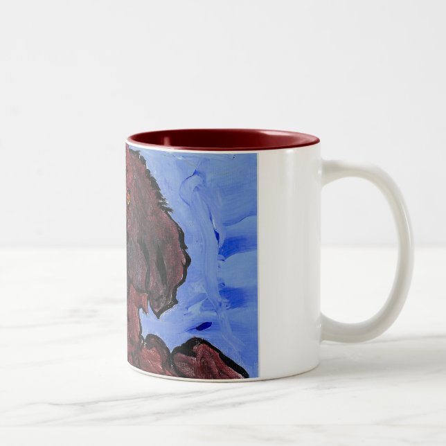 Café Em Dois Tons Caneca da arte do cão de Binki (Direita)