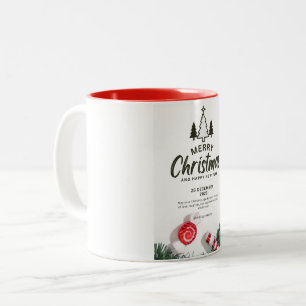 Café Em Dois Tons Caneca da Árvore de Natal Alegre