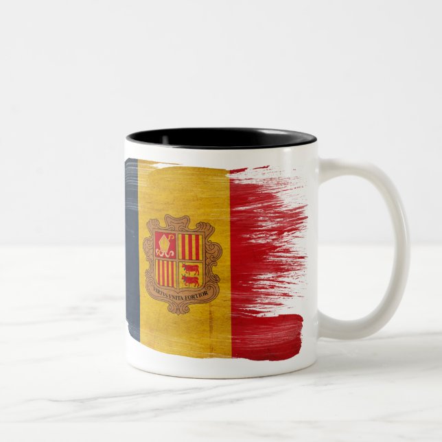 Café Em Dois Tons Caneca da bandeira de Andorra (Direita)