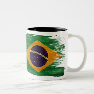 Café Em Dois Tons Caneca da bandeira de Brasil