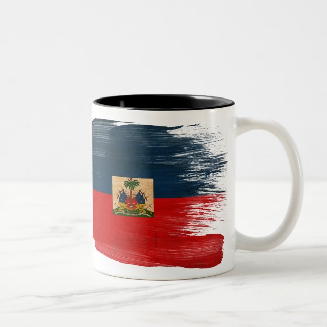 Café Em Dois Tons Caneca da bandeira de Haiti (Direita)