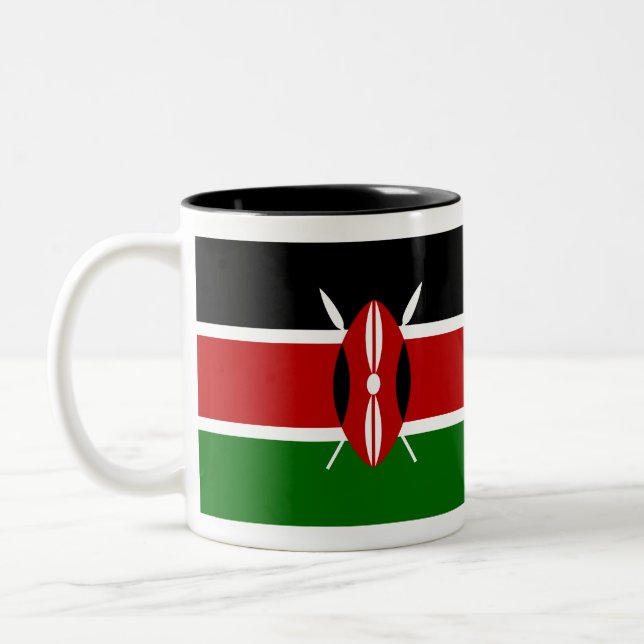 Café Em Dois Tons Caneca da bandeira de Kenya (Esquerda)