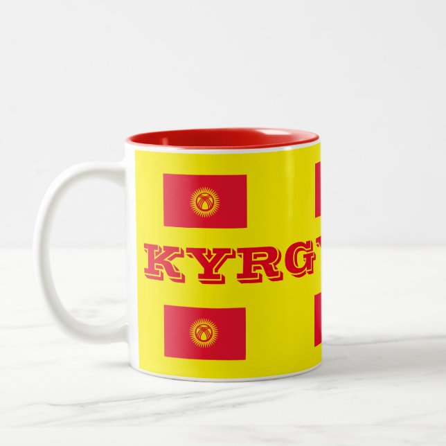 Café Em Dois Tons Caneca da bandeira de Kyrgyzstan* (Esquerda)