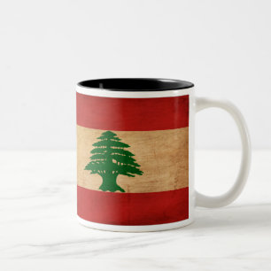 Café Em Dois Tons Caneca da bandeira de Líbano