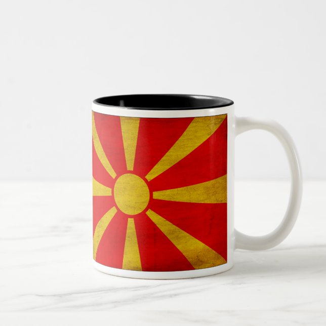 Café Em Dois Tons Caneca da bandeira de Macedónia (Direita)