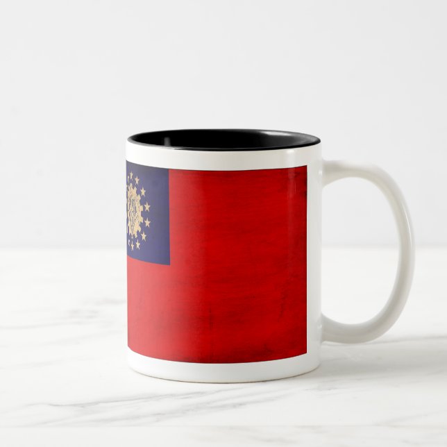 Café Em Dois Tons Caneca da bandeira de Myanmar (Direita)