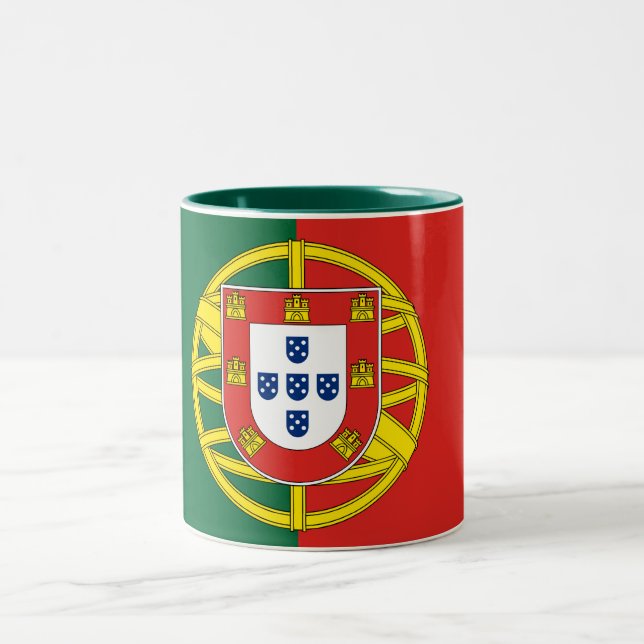 Café Em Dois Tons Caneca da bandeira de Portugal (Centro)