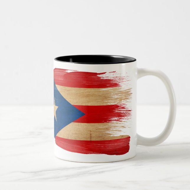 Café Em Dois Tons Caneca da bandeira de Puerto Rico (Direita)