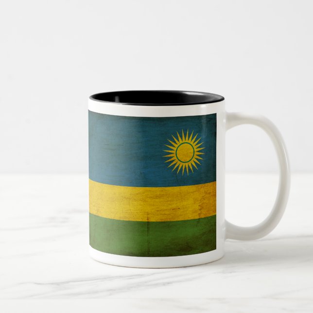 Café Em Dois Tons Caneca da bandeira de Rwanda (Direita)