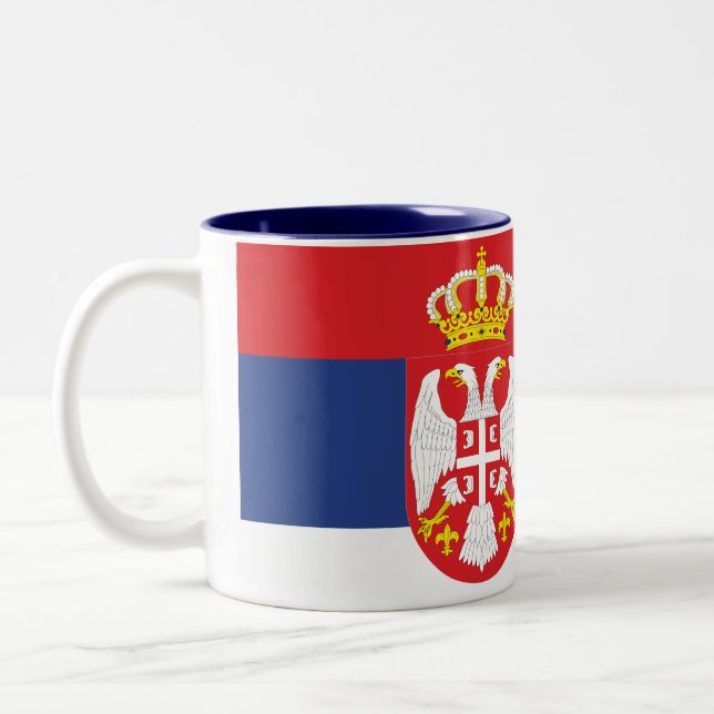 Café Em Dois Tons Caneca da bandeira de Serbia (Esquerda)
