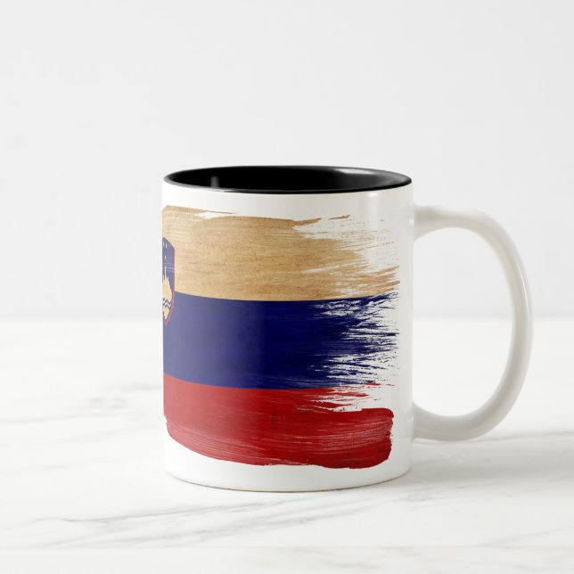 Café Em Dois Tons Caneca da bandeira de Slovenia (Direita)