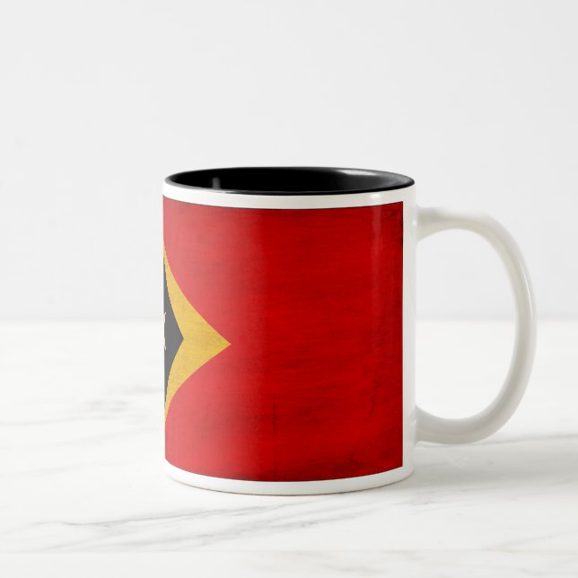 Café Em Dois Tons Caneca da bandeira de Timor-Leste (Direita)