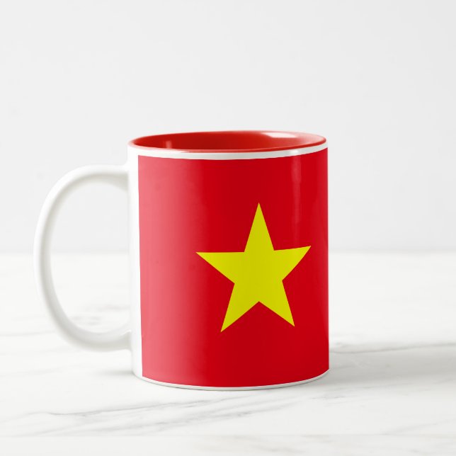 Café Em Dois Tons Caneca da bandeira de Vietnam (Esquerda)