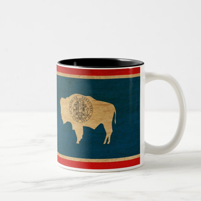 Café Em Dois Tons Caneca da bandeira de Wyoming (Direita)