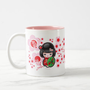 Café Em Dois Tons Caneca da boneca de Kawaii do japonês