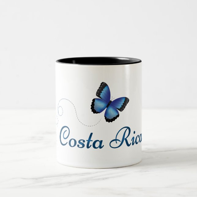 Café Em Dois Tons Caneca da borboleta de Costa Rica Morpho (Centro)