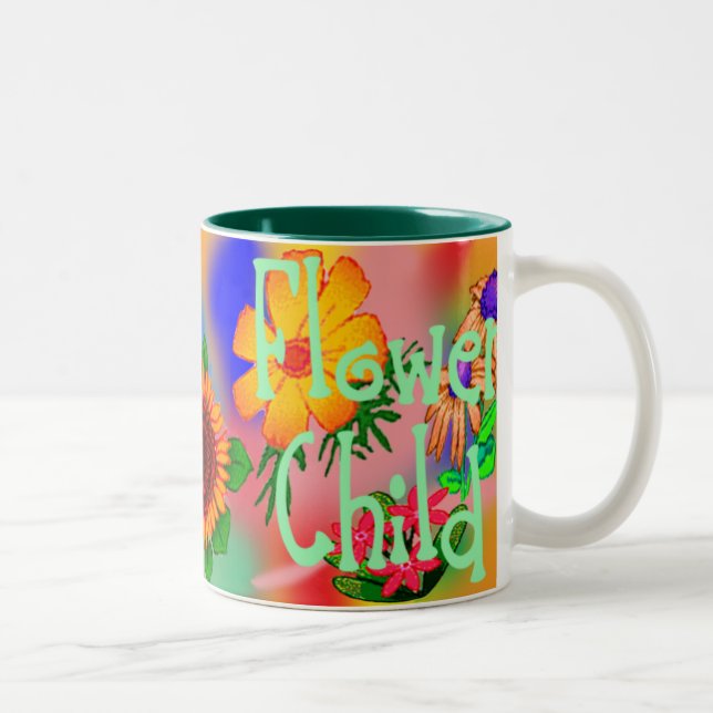 Café Em Dois Tons Caneca da criança de flor (Direita)
