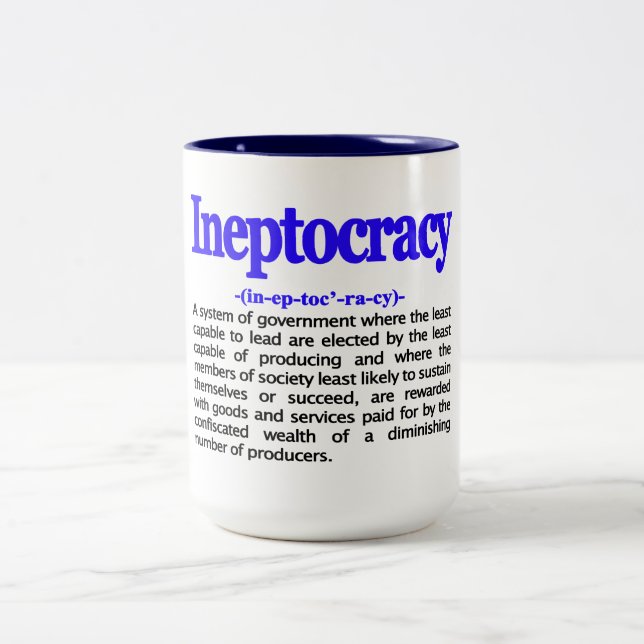 Café Em Dois Tons Caneca da definição de Ineptocracy (Centro)