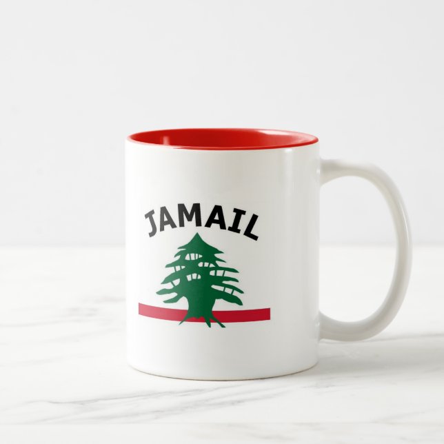 Café Em Dois Tons Caneca da família de Jamail - vermelho (Direita)