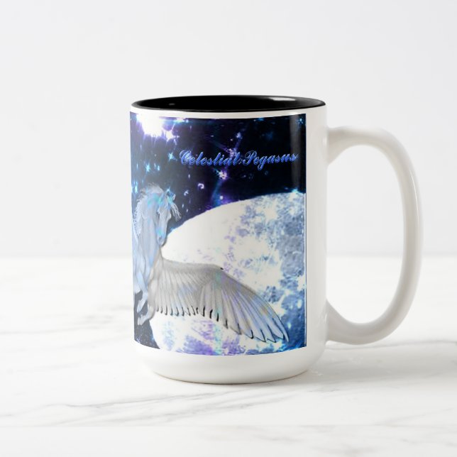 Café Em Dois Tons Caneca da fantasia de Pegasus da noite estrelado (Direita)