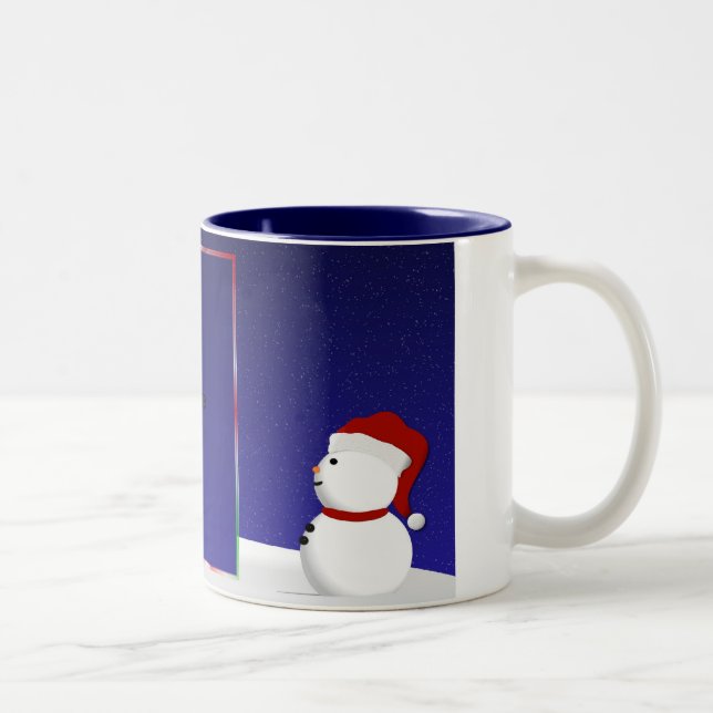 Café Em Dois Tons Caneca da foto do boneco de neve (Direita)