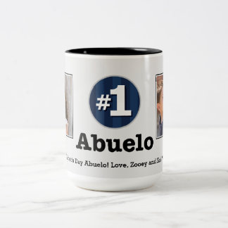 Café Em Dois Tons Caneca da foto do costume de Abuelo 2 do número um