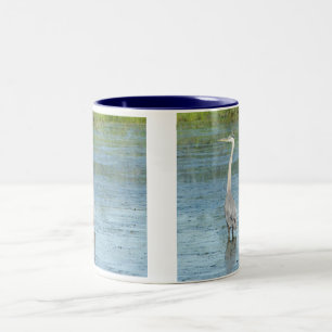 Café Em Dois Tons Caneca da garça-real de grande azul