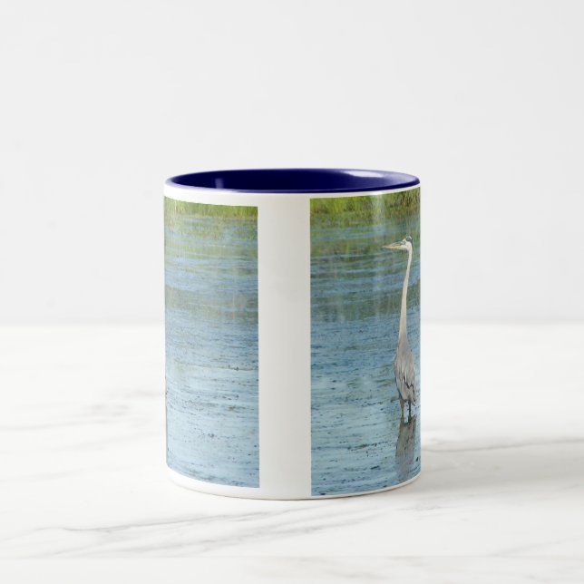 Café Em Dois Tons Caneca da garça-real de grande azul (Centro)