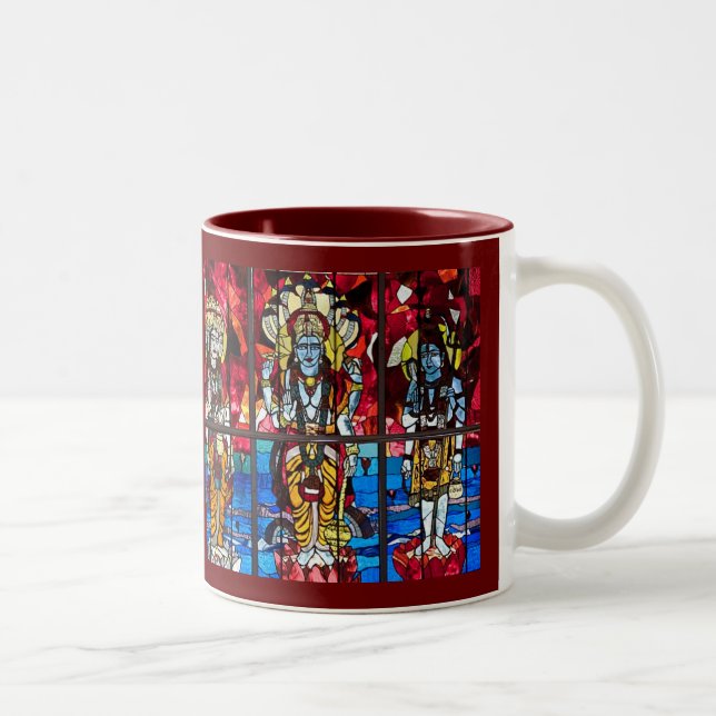 Café Em Dois Tons Caneca da janela de vitral da trindade (Direita)