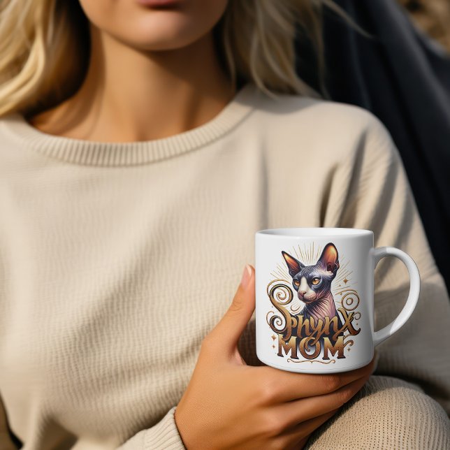 Café Em Dois Tons Caneca da Mãe de Gato Sphynx Personalizada Dia das (Sphynx Cat Mom Coffee Mug Mother's Day)