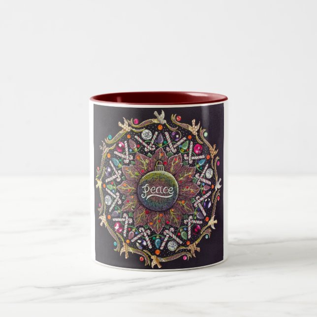 Café Em Dois Tons Caneca da mandala de uma paz de 2010 feriados (Centro)