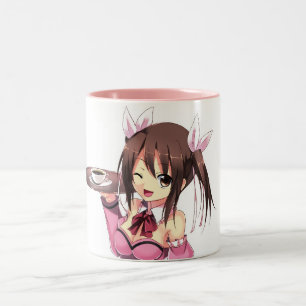 Café Em Dois Tons Caneca da menina do Anime de Waitless