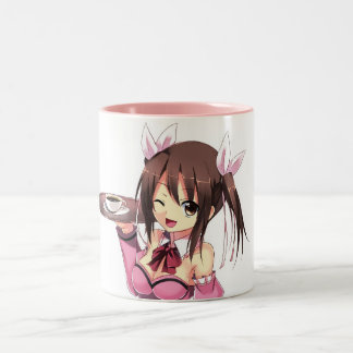 Café Em Dois Tons Caneca da menina do Anime de Waitless