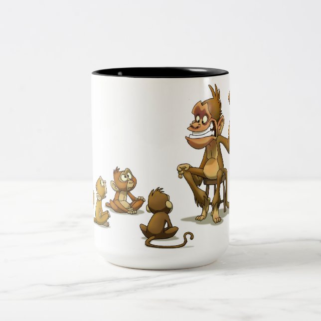 Café Em Dois Tons Caneca da mostra de fantoche do macaco (Centro)