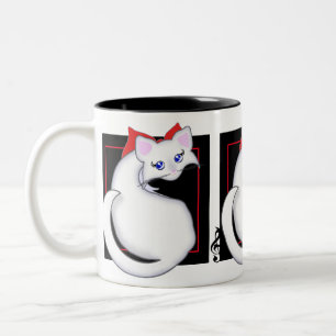 Café Em Dois Tons Caneca da música do gatinho de Bianca Toon