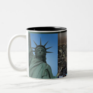 Café Em Dois Tons Caneca da noite de New York da arquitectura da