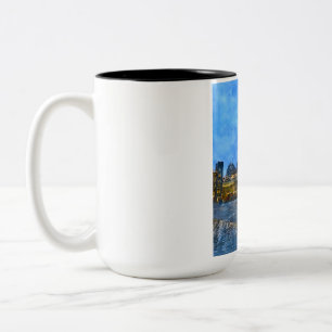Café Em Dois Tons Caneca da Orla de Seattle ao Crepúsculo