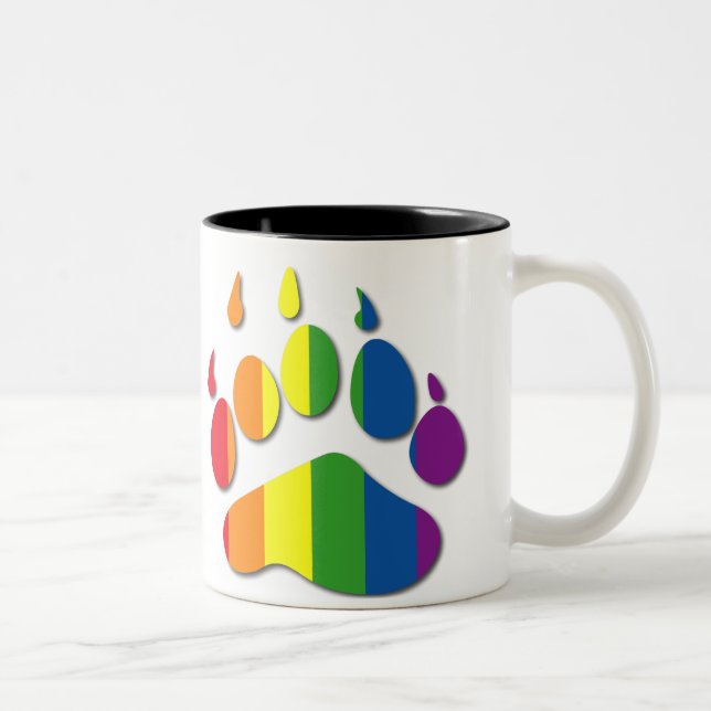 Café Em Dois Tons Caneca da pata de urso do arco-íris (Direita)