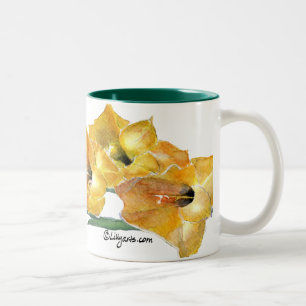 Café Em Dois Tons Caneca da pintura da aguarela de Gladiola