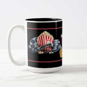 Café Em Dois Tons Caneca da pipoca da noite de cinema
