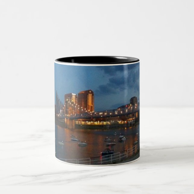 Café Em Dois Tons Caneca da ponte de suspensão de John A. Roebling (Centro)