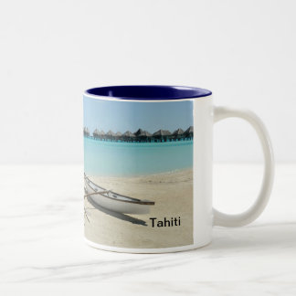 Café Em Dois Tons Caneca da praia de Tahiti Bora Bora