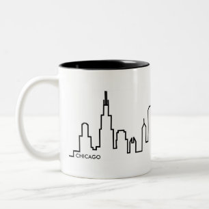Café Em Dois Tons Caneca da skyline de Chicago