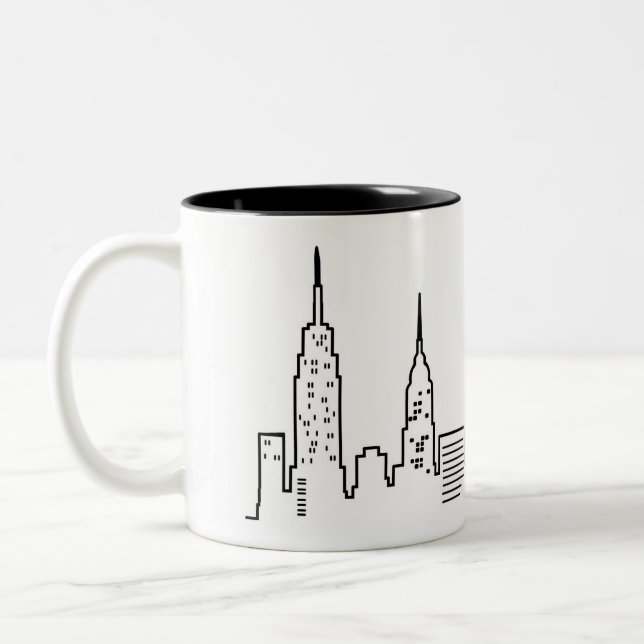 Café Em Dois Tons Caneca da skyline de NYC (Esquerda)