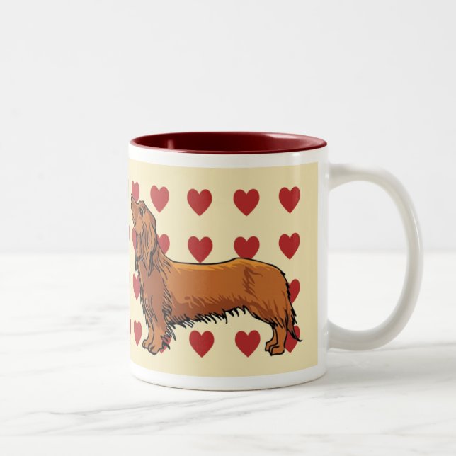 Café Em Dois Tons Caneca - Dachshunds do amor de I (Direita)