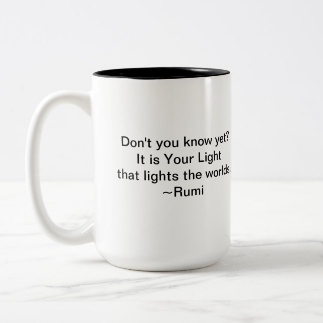 Café Em Dois Tons Caneca das citações da luz de Rumi (Esquerda)