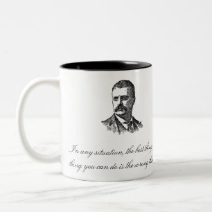 Café Em Dois Tons Caneca das citações de Teddy Roosevelt
